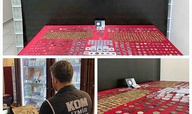 İzmir'de iş yerinde yüzlerce sikke ele geçirildi
