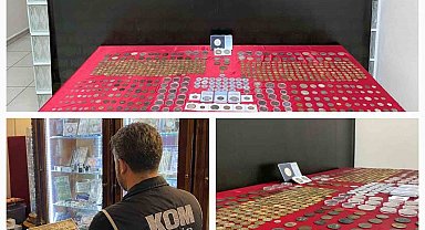 İzmir'de iş yerinde yüzlerce sikke ele geçirildi