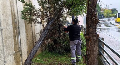 Kartal Belediyesi ekipleri şiddetli yağış ve fırtınaya karşı sahada