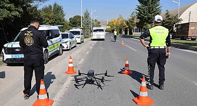 Kural ihlali yapan sürücüler dronla tespit edildi