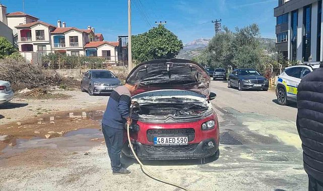 Muğla'da seyir halindeki otomobilde yangın çıktı