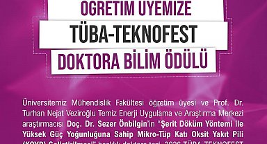 NÖHÜ Öğretim Üyesine Tüba-Teknofest Doktora Bilim Ödülü