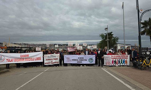 Samsun'da öğrenciler sağlıklı yaşam için yürüdü