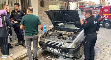 Seyir halindeki otomobilde çıkan yangın paniğe neden oldu