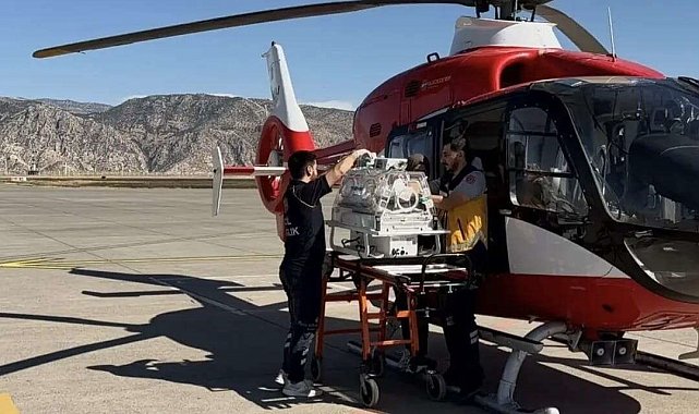 Silopi'de hasta bebek için helikopter ambulans havalandı