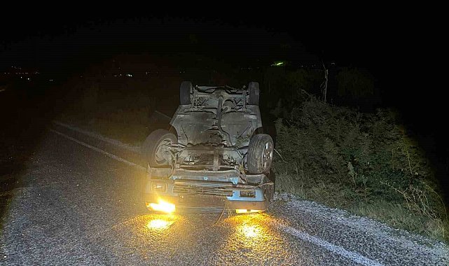 Takla atan otomobilden burnu bile kanamadan çıktı