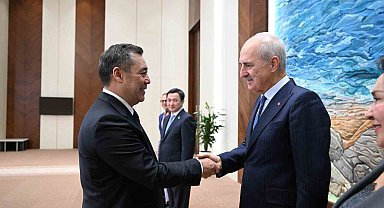 TBMM Başkanı Kurtulmuş, Kırgızistan Cumhurbaşkanı Caparov tarafından kabul edildi