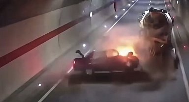 Trabzon'daki tüneldeki kaza kamerada