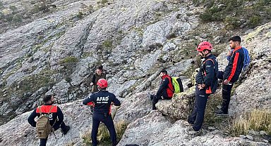 Tunceli'de kayalıklarda mahsur kalan keçileri AFAD kurtardı