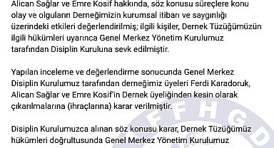 Türkiye Faal Futbol Hakemleri ve Gözlemcileri Derneği karar verilmiştir."