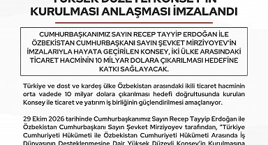 Türkiye-Özbekistan ticaret ve yatırım iş birliğinin güçlendirilmesi için konsey kurulacak