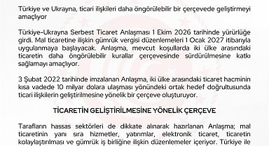 Türkiye-Ukrayna Serbest Ticaret Anlaşması yürürlüğe girdi
