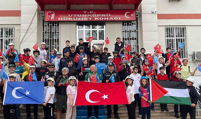 Uzunköprü'de pedallar Gazze ve Doğu Türkistan için çevrildi