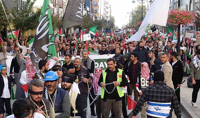Van'da binlerce kişi Filistin için yürüdü