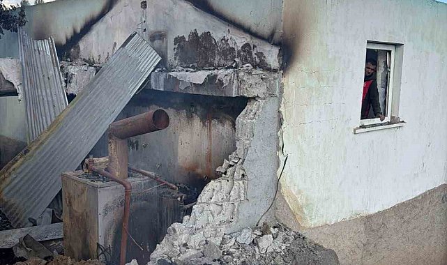 Varto'da çıkan yangında 5 büyükbaş hayvan telef oldu, evin çatısı yandı