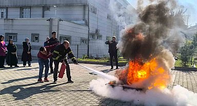 Vezirköprü'de personele yönelik yangın söndürme eğitimi ve tatbikatı