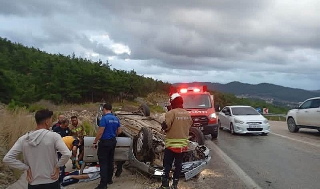 Yayladağı'nda takla atan otomobilin sürücüsü yaralandı