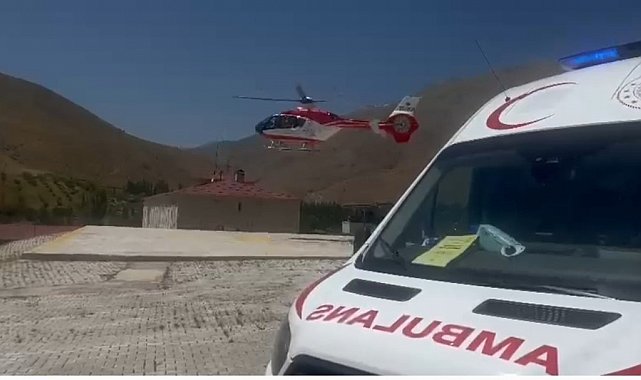 Yüksekten düşen şahıs hasta ambulans helikopter ile Van'a getirildi
