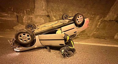 Zonguldak'ta tünelde kontrolden çıkan otomobil takla attı: 1 yaralı